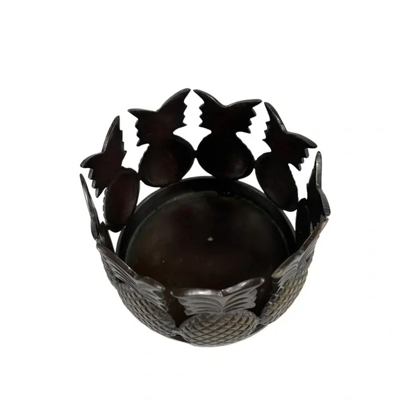 Metal Pineapple Candle Holder Tropical Fruit Beach Hawaii California Heavy Artsy - Picture 6 of 9
